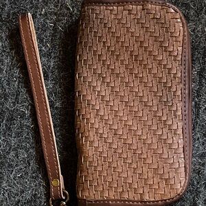 Brown Woven Wristlet Wallet